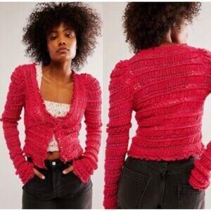 Free People Cherry Knit Cardigan